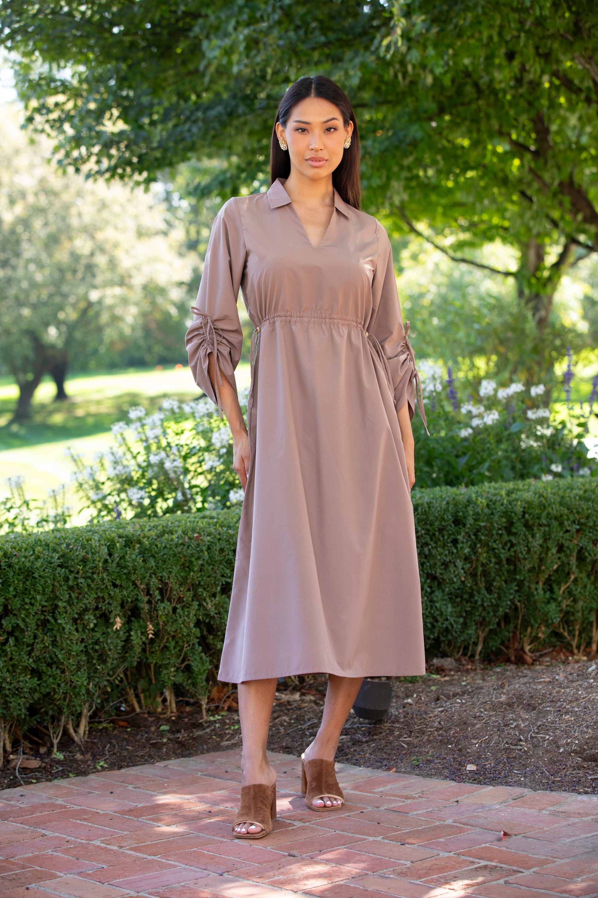 Hannah Midi Dress Toffee Poly Cotton / SM Hannah Midi Dress Toffee Poly Cotton / SM