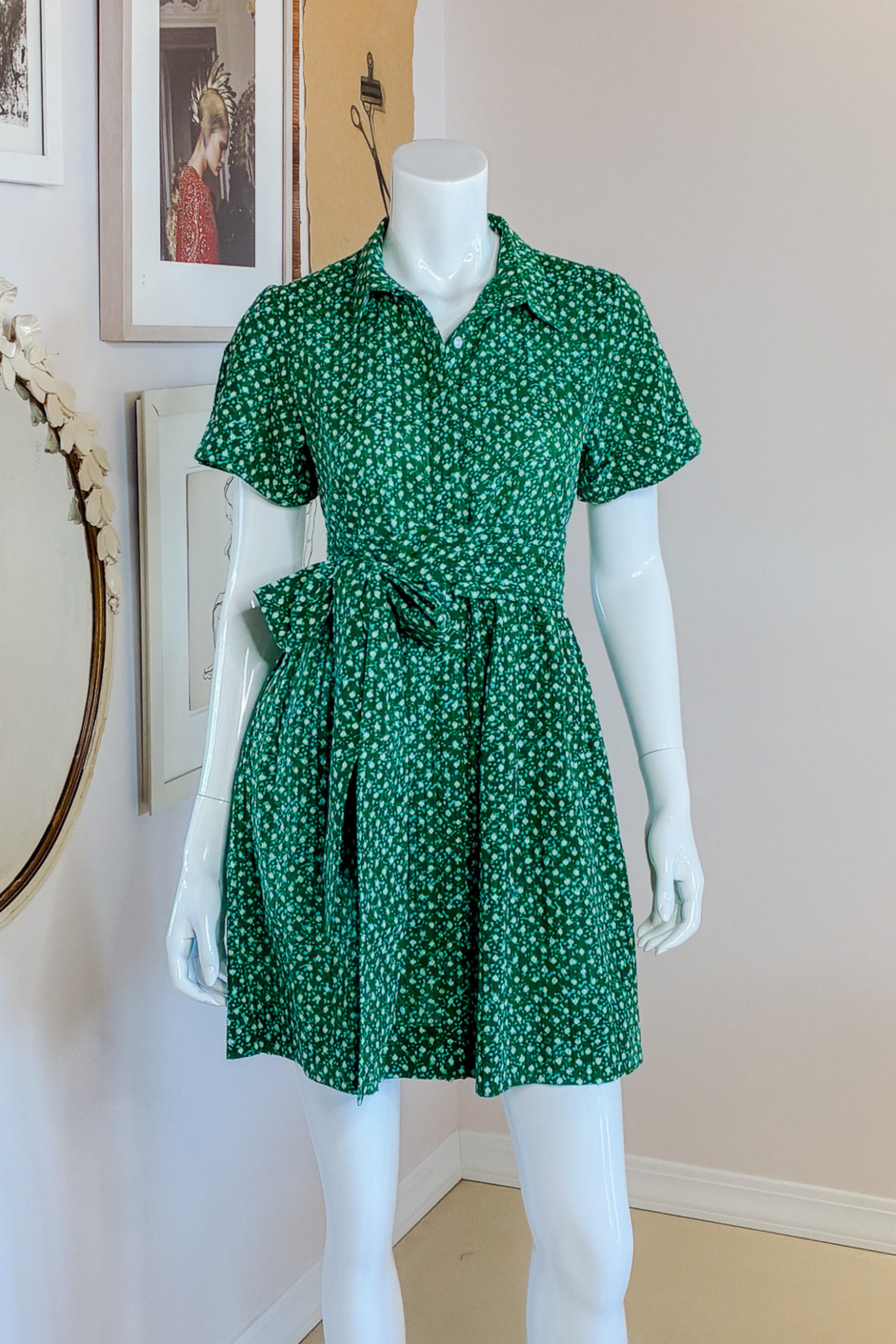 forever 21 green gingham dress The Evette Forest Green Gingham Cotton Zip Front Midi Dress main image 0