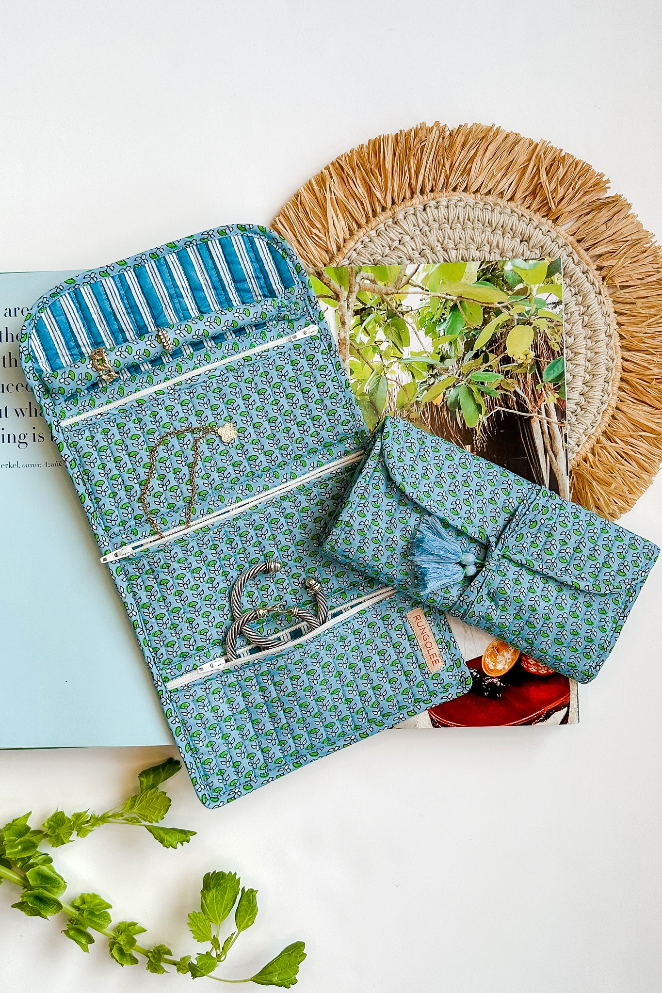 Block Print Folding Jewelry Bag