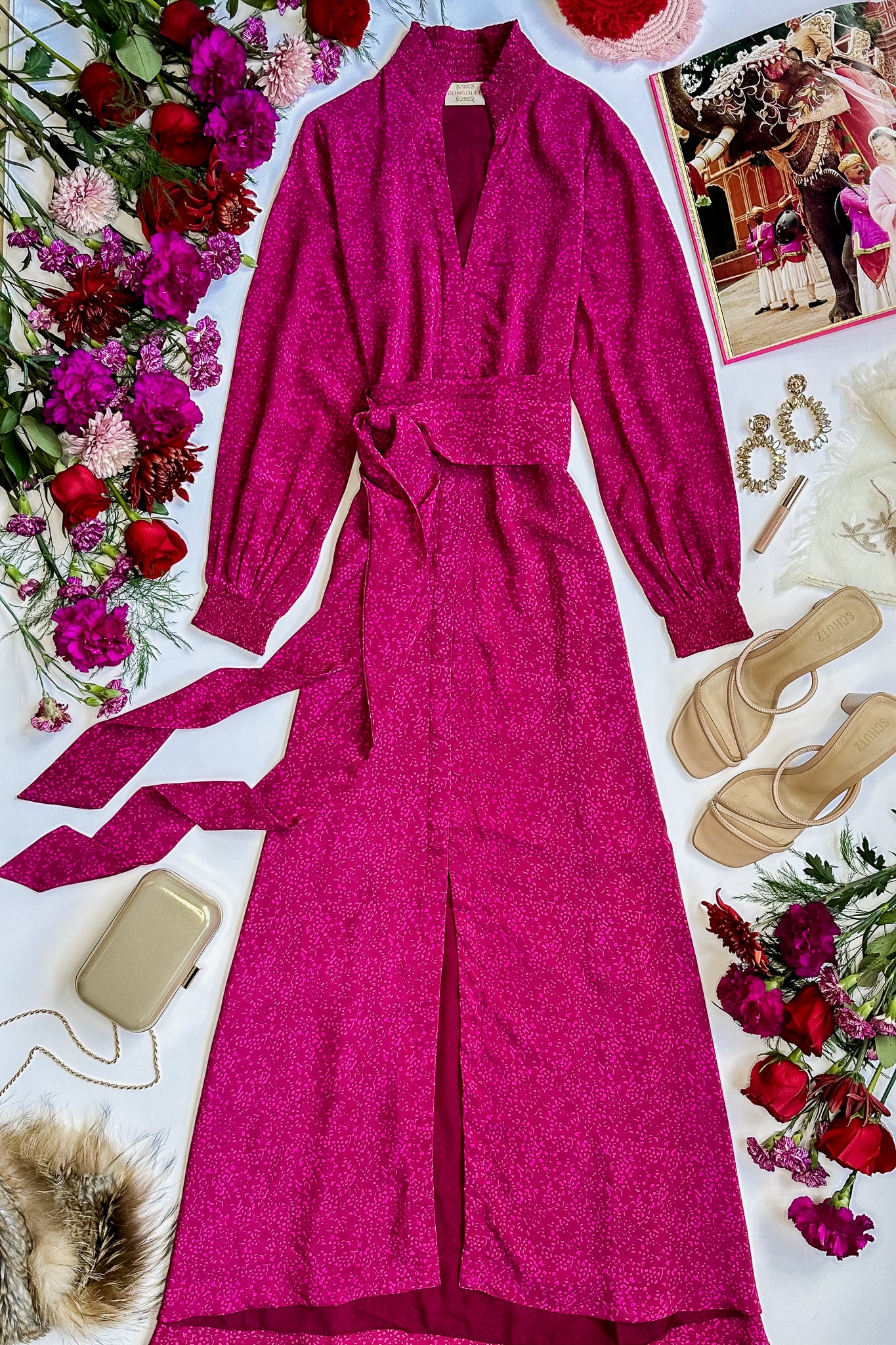 pink velvet long sleeve maxi dress Rungolee Cecilia Full Sleeve Maxi Dress | Female | Size XS