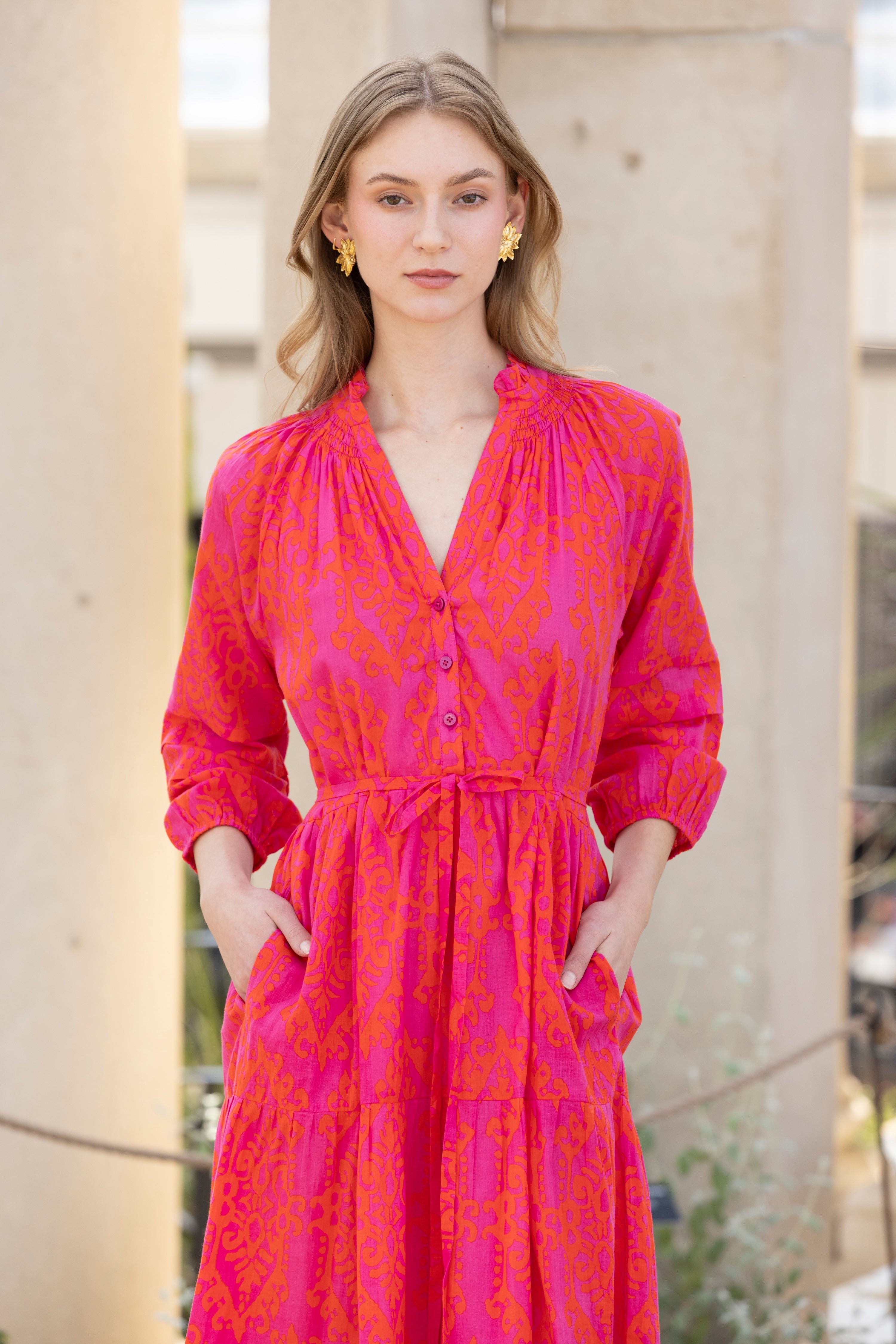 Alex Cotton Midi Dress Breezy Blue Stripe / SM Alex Cotton Midi Dress Breezy Blue Stripe / SM
