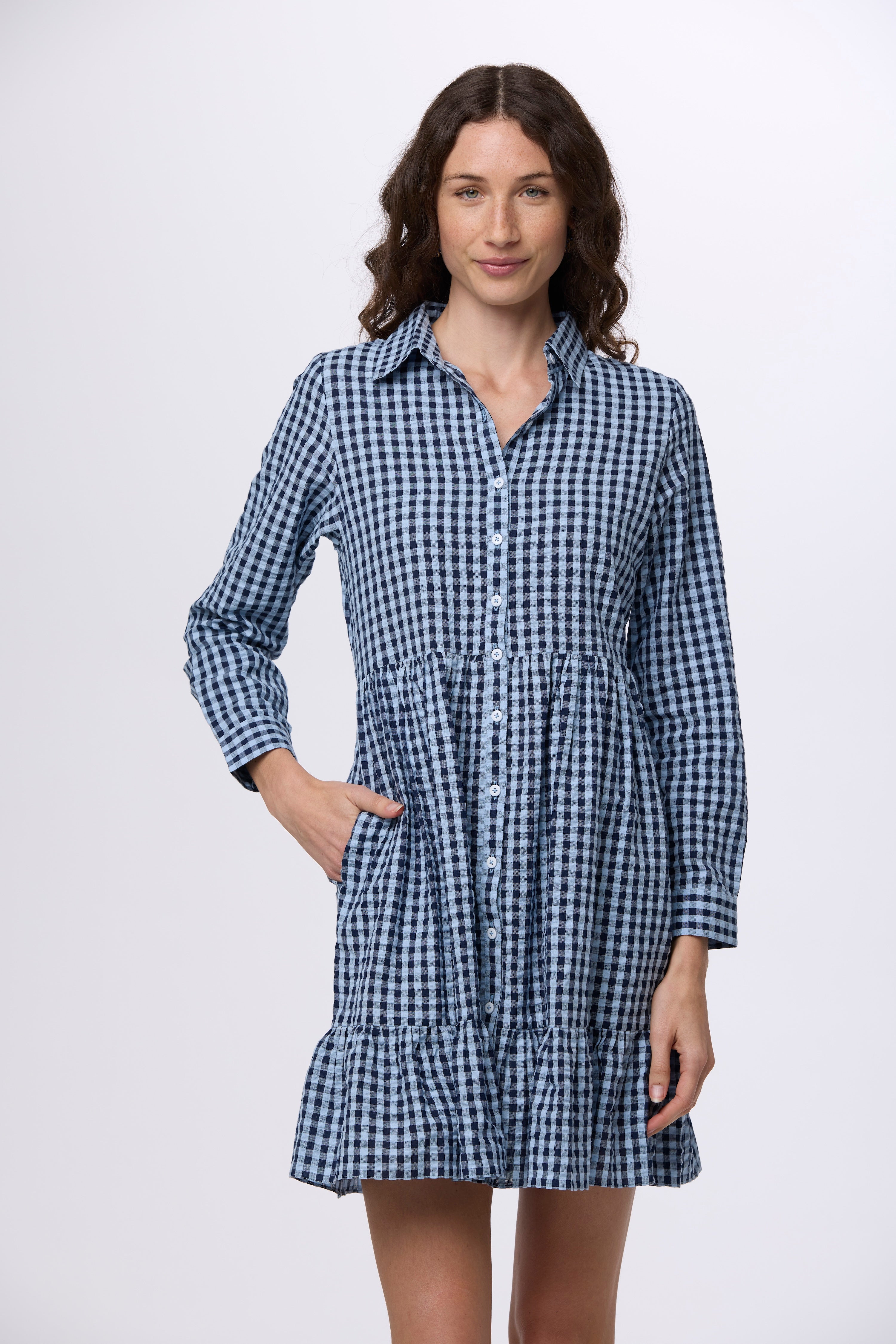 Oxford Shirt Dress Lisbon Blue Seersucker / M Oxford Shirt Dress Lisbon Blue Seersucker / M