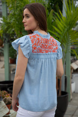 Talia Embroidered Cotton Blouse