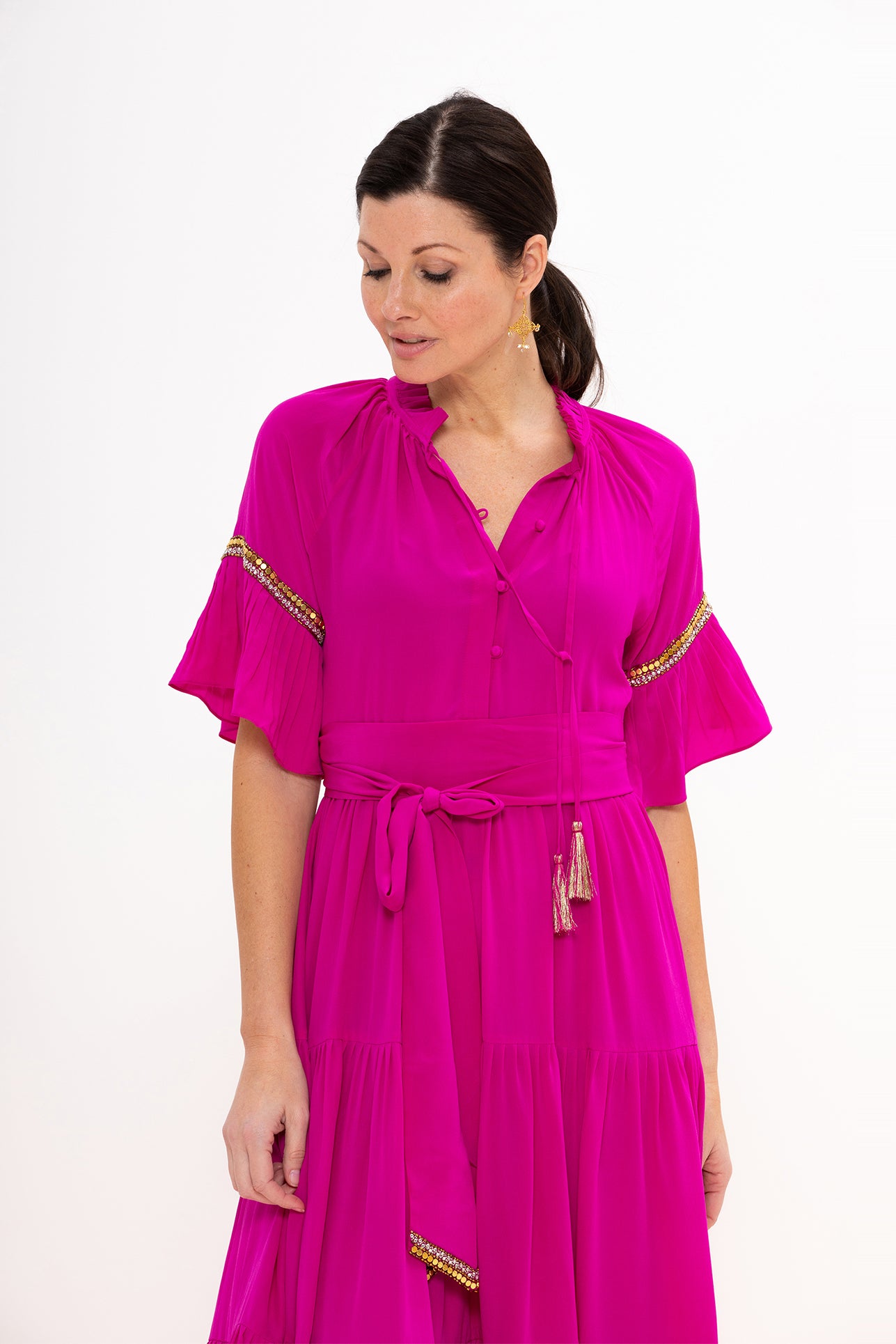 Melodie Beaded Dress, Berry / XL