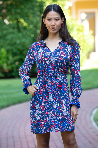 francesca's navy blue floral dress Francesca Full Sleeve Dress- Sale Noir Nottinghill / L Womens dresses