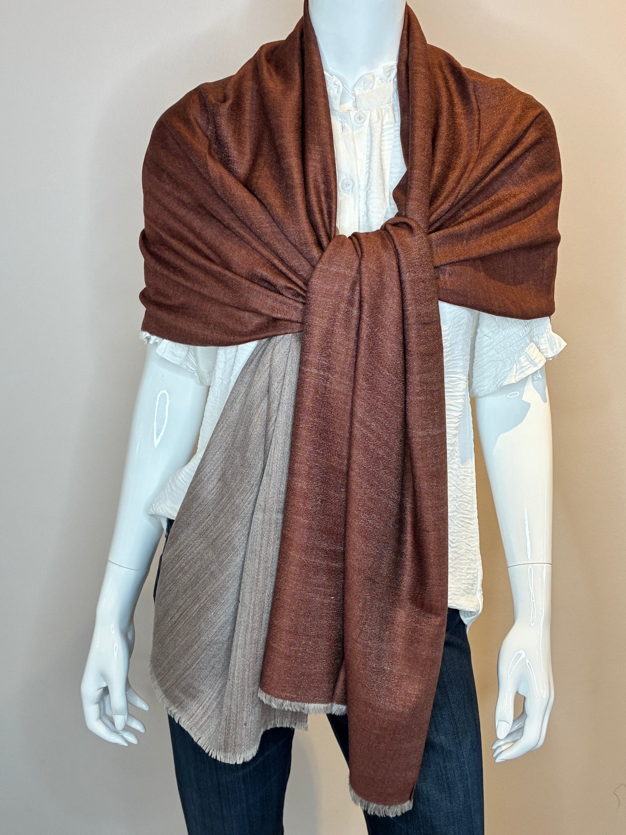 Double-sided Slate Cashmere Wrap