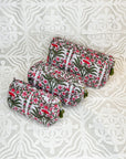 Block Print Makeup Bag Trio
