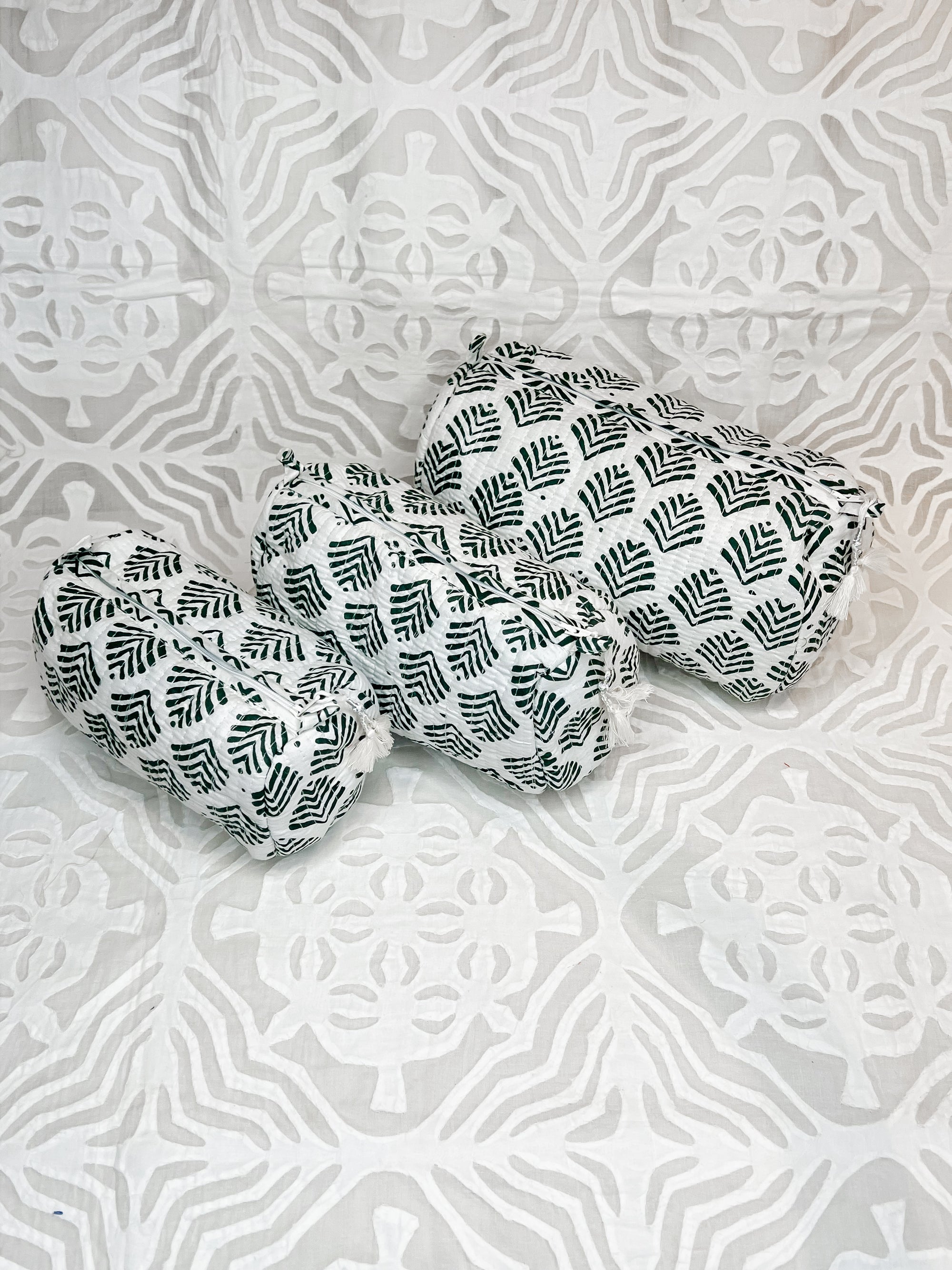 Block Print Makeup Bag Trio