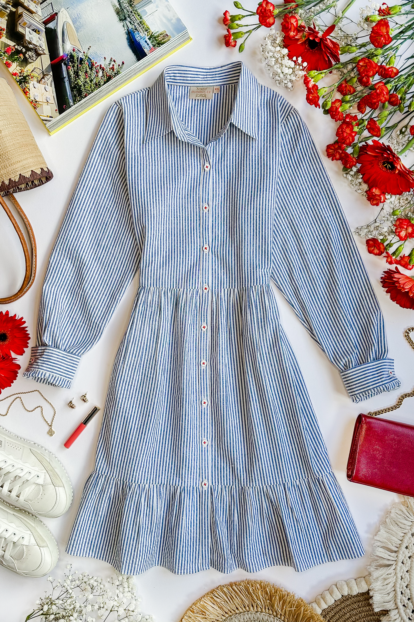Rungolee Oxford Shirt Dress | Female | Size XXS | Navy Seersucker Stripe Rungolee Oxford Shirt Dress | Female | Size XXS | Navy Seersucker Stripe