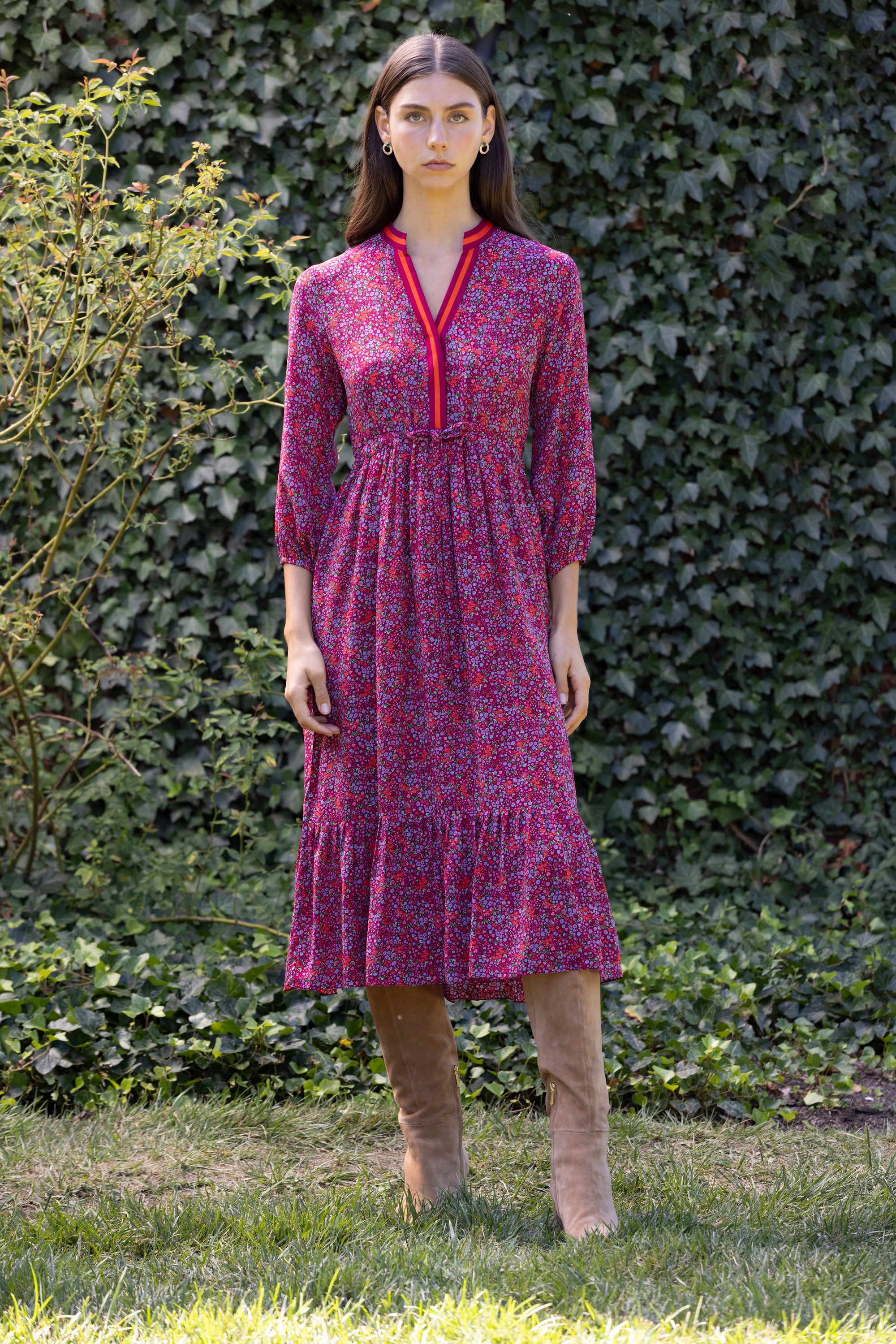 Bella Silk Dress, Maraschino Nottinghill Floral / M Bella Silk Dress, Maraschino Nottinghill Floral / M