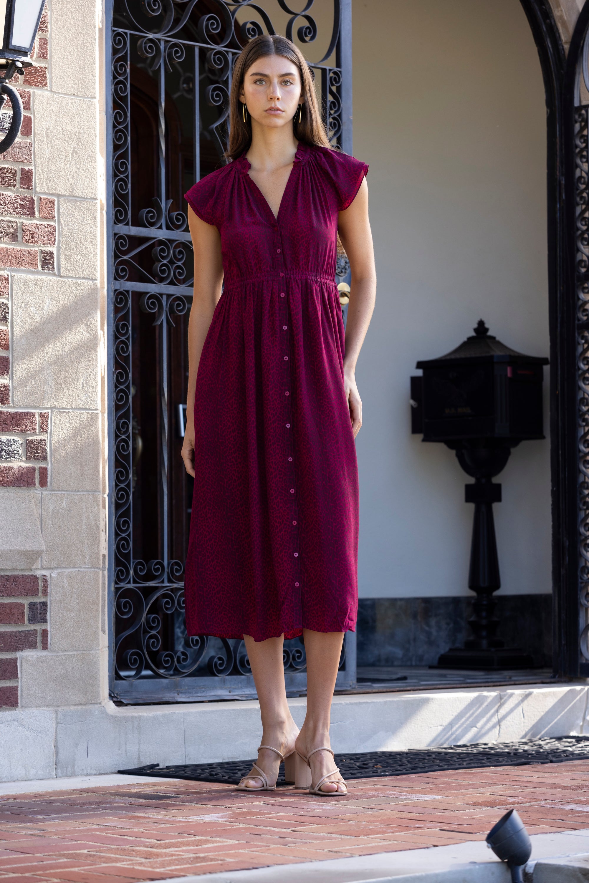 pia midi dress red check pia midi dress - red check