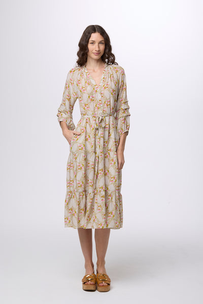 lovers and friends alex midi dress Frenchie Phoenix Floral / SM Versace 44 Waist Rails | Darcy Dress Color:White Linen