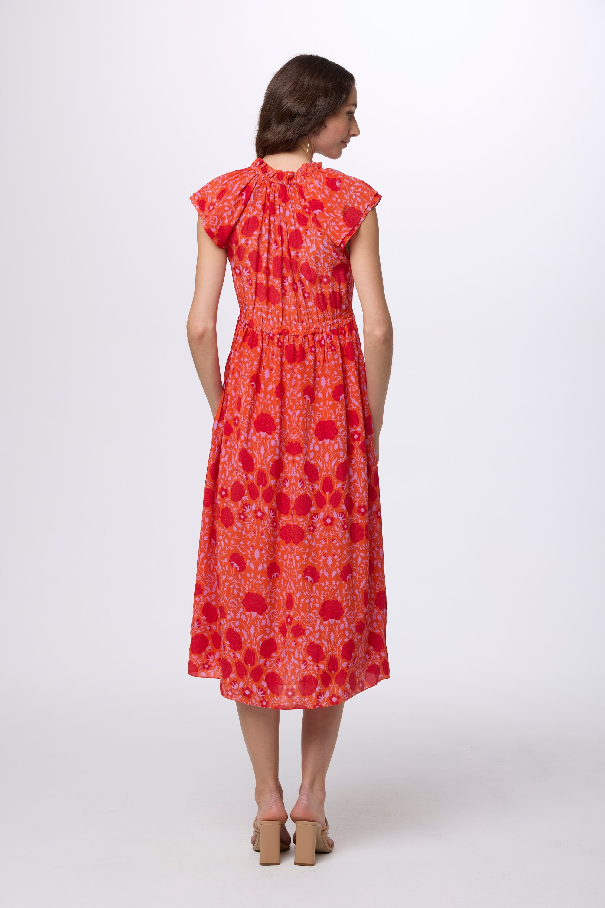 pia midi dress red check pia midi dress - red check