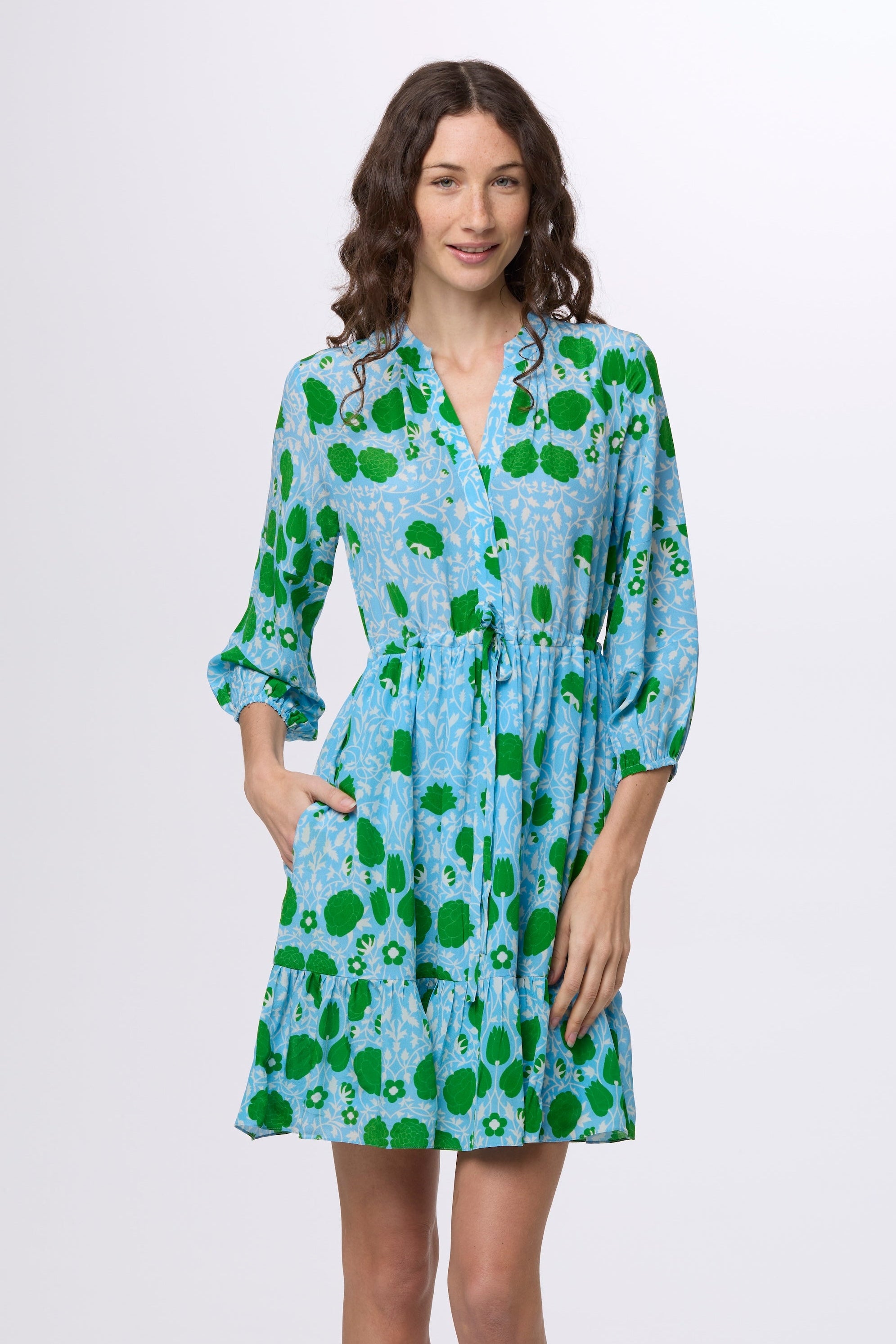 Reese 3/4 Sleeve Dress, Laguna Gardenia Floral / XXS Reese 3/4 Sleeve Dress, Laguna Gardenia Floral / XXS