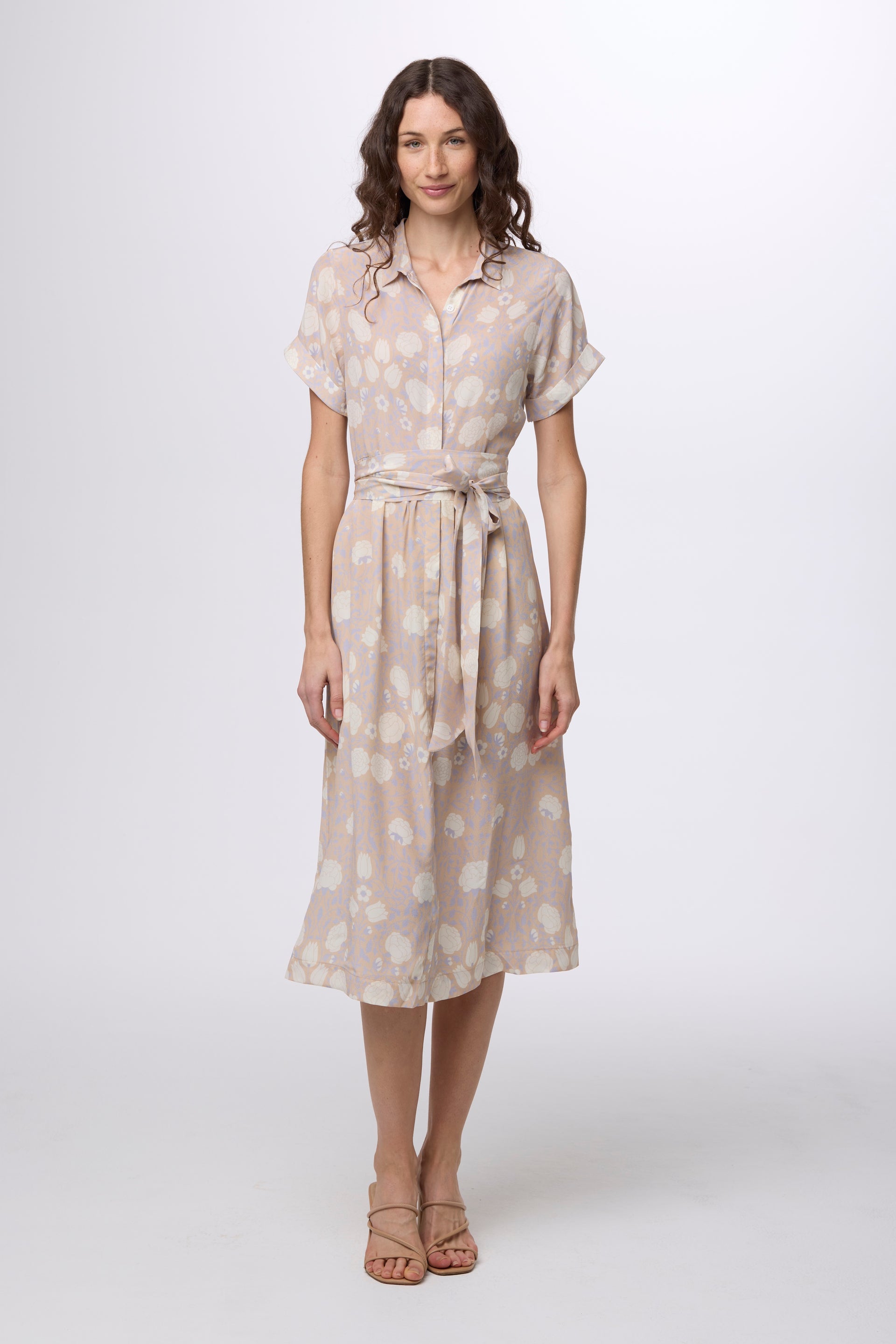 St. Germain Silk Midi Dress Tuscan Vintage Marble / XL