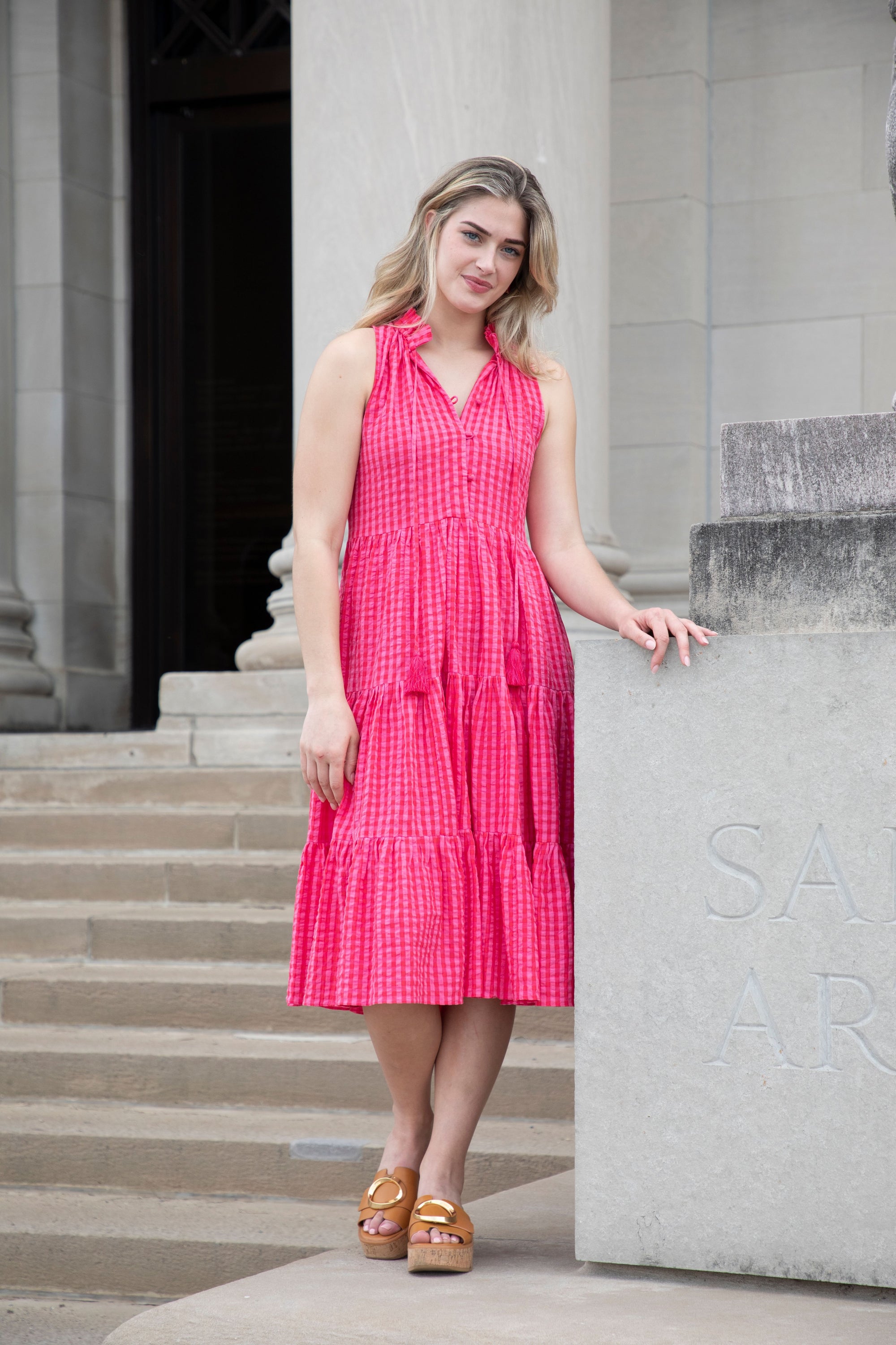 Melodie Sleeveless Cotton Midi Dress, Candypop Stripe / Xs