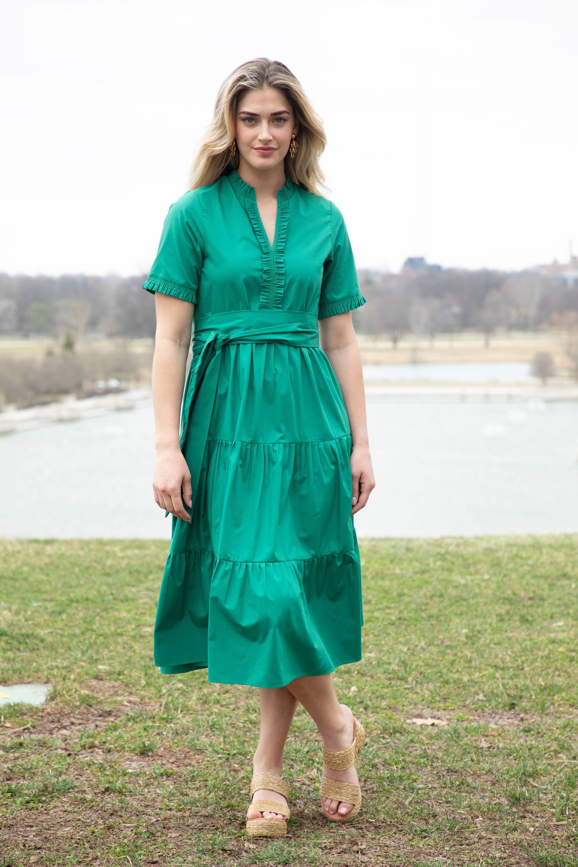 Rungolee Lynnie Cotton Midi Dress | Female | Size L | Ruby Poplin Rungolee Lynnie Cotton Midi Dress | Female | Size L | Ruby Poplin