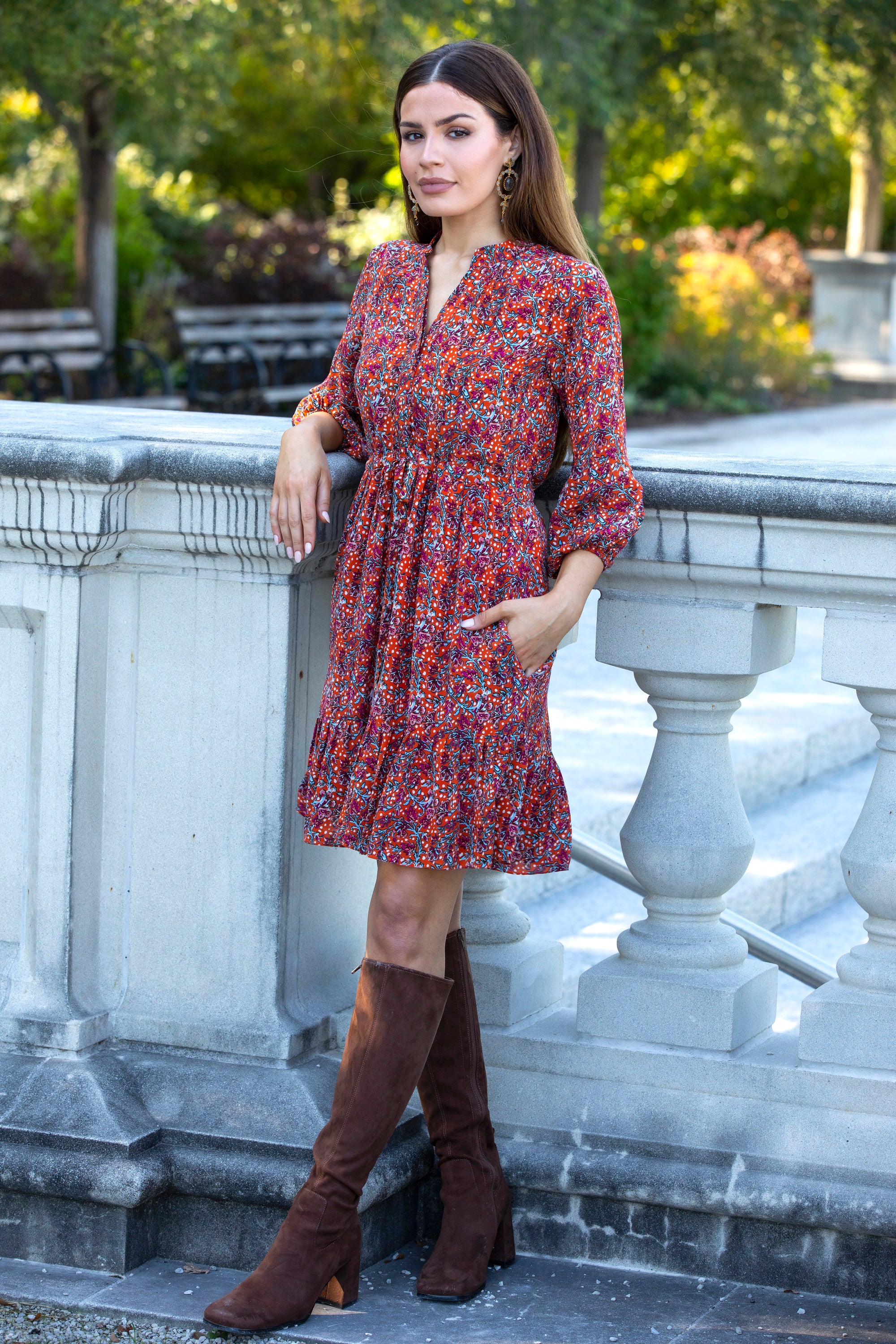 Reese 3/4 Sleeve Dress Persian Jules Floral / L Reese 3/4 Sleeve Dress Persian Jules Floral / L