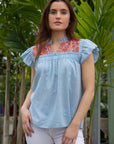 Talia Embroidered Cotton Blouse