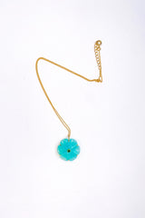 Aqua Chalcedony Peony Necklace