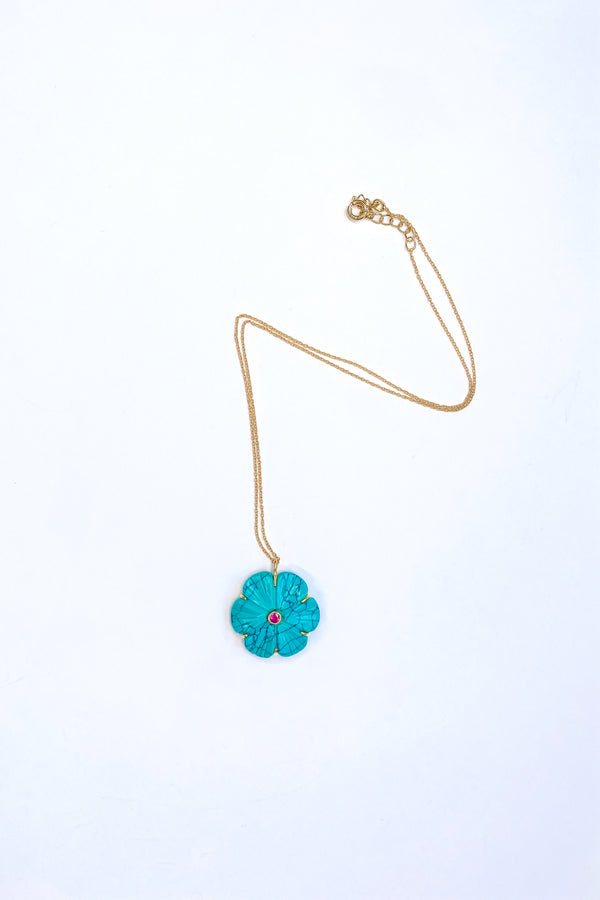 Turquoise Peony Necklace