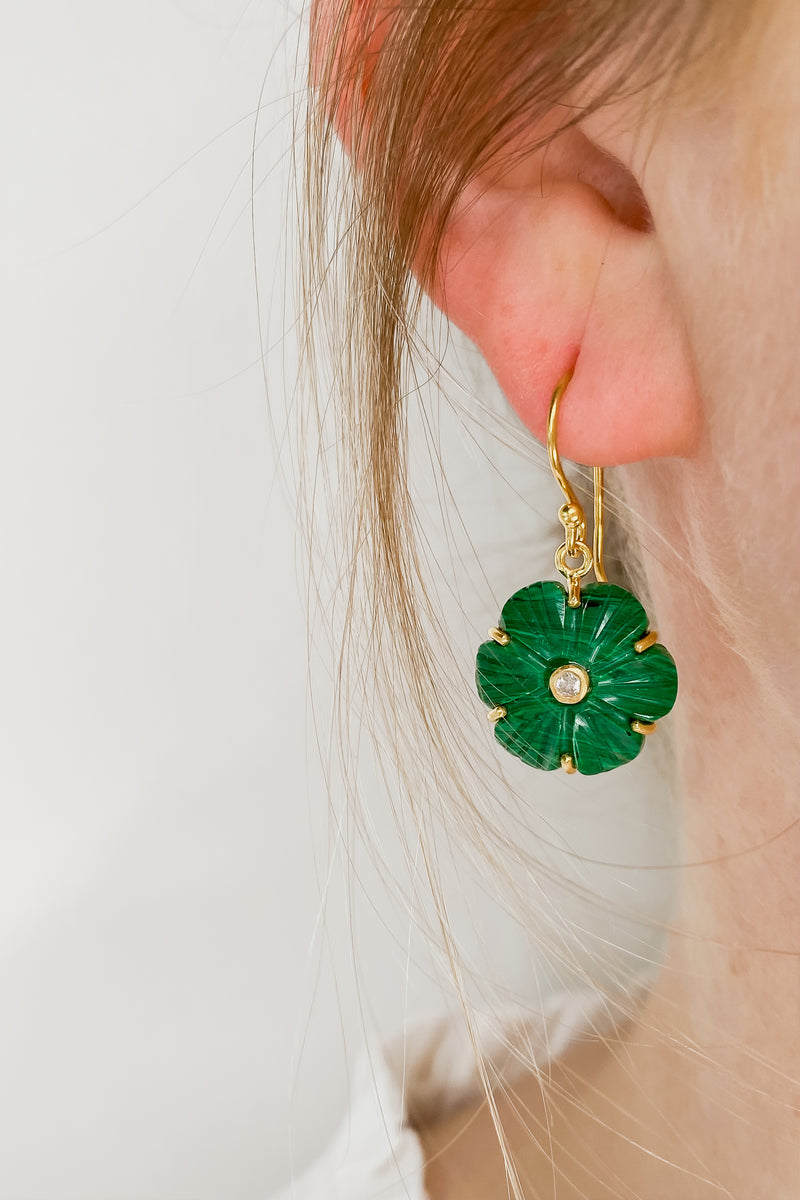 Malachite Peony Earrings