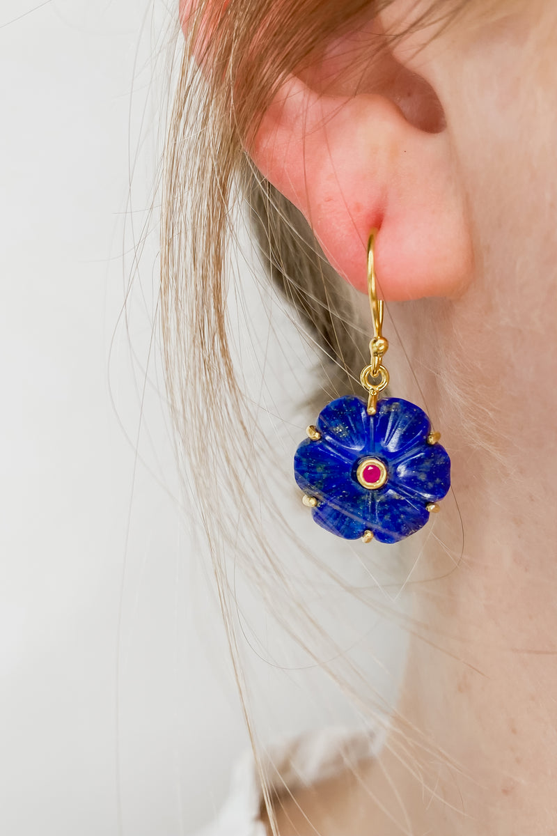 Lapis Peony Earrings