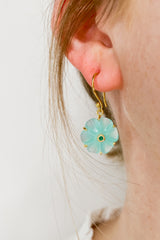 Aqua Chalcedony Peony Earrings