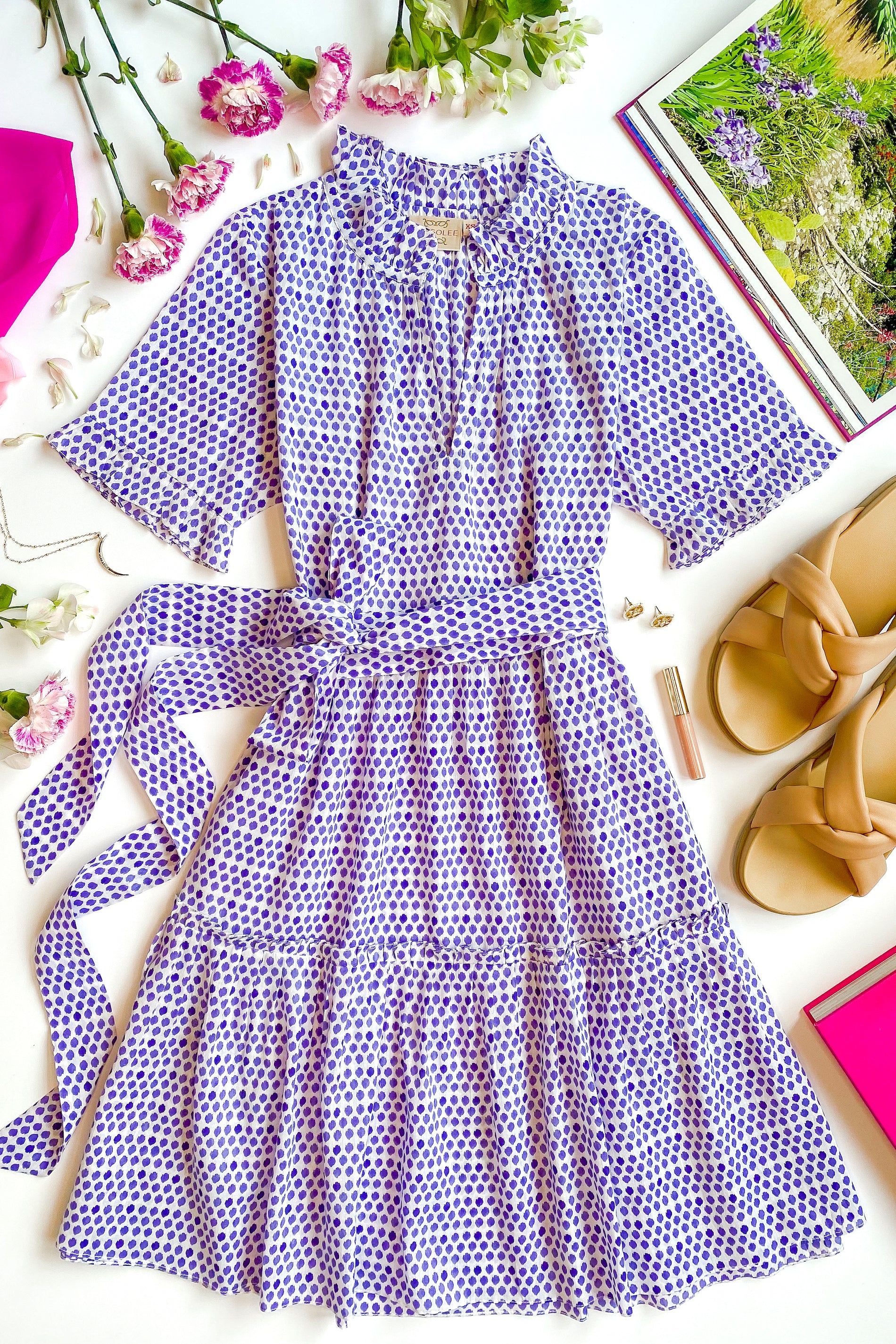 Porto Cotton Dress- Sale Lavender Dot / L