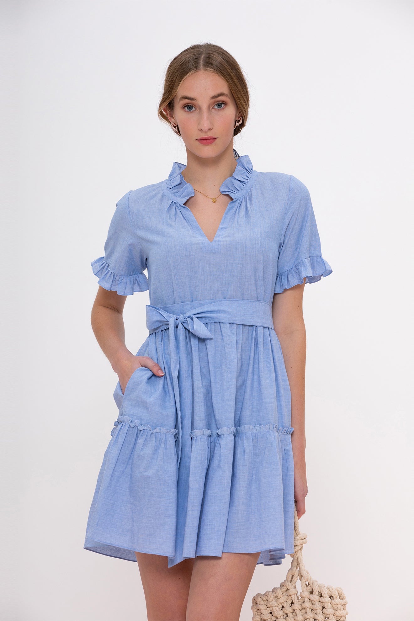 cotton on ruffle dress Free Assembly Women's Cotton Ruffle Midi Dress with Belt and Pockets, Sizes XS-4X